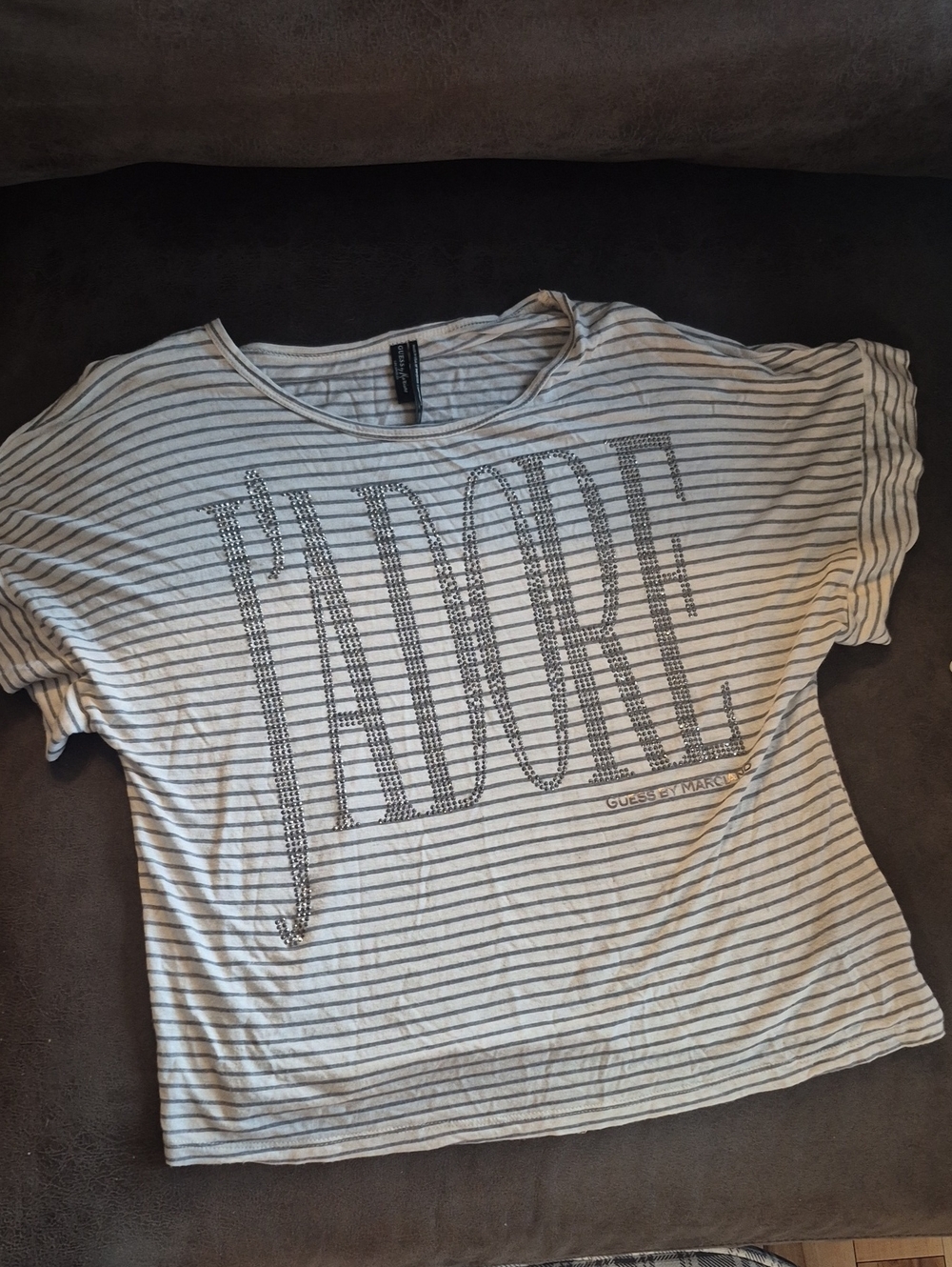 Guess by Marciano Striped Tee - White & Gray